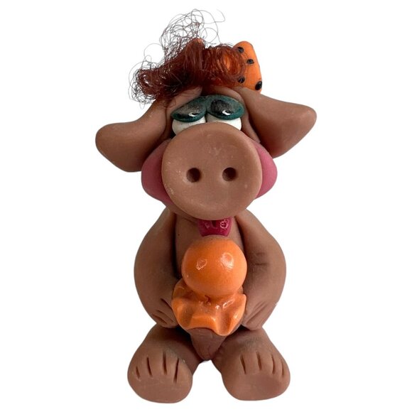 3 Clay Pig Art Sculpture Figurines Bumblebee Native American Indian Girl - Picture 9 of 12